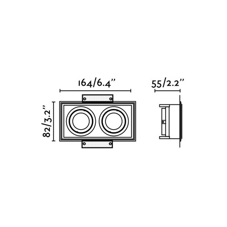HYDE SQ 2L Black orientable square recessed downlight without frame