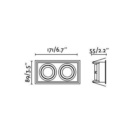 HYDE SQ 2L White orientable square recessed downlight