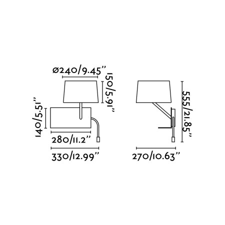 HANDY White wall lamp with LED left reader